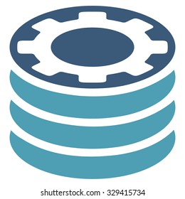 Casino Chips vector icon. Style is bicolor flat symbol, cyan and blue colors, rounded angles, white background.