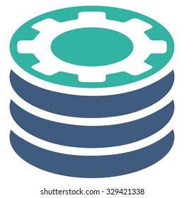 Casino Chips vector icon. Style is bicolor flat symbol, cobalt and cyan colors, rounded angles, white background.