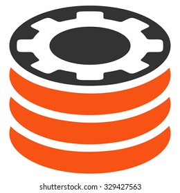 Casino Chips vector icon. Style is bicolor flat symbol, orange and gray colors, rounded angles, white background.
