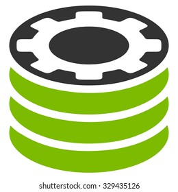 Casino Chips vector icon. Style is bicolor flat symbol, eco green and gray colors, rounded angles, white background.