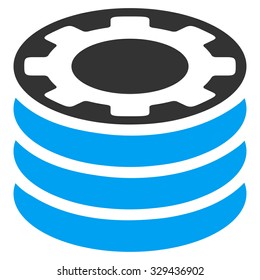 Casino Chips vector icon. Style is bicolor flat symbol, blue and gray colors, rounded angles, white background.