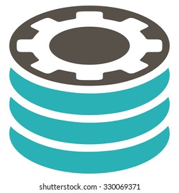 Casino Chips vector icon. Style is bicolor flat symbol, grey and cyan colors, rounded angles, white background.