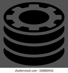 Casino Chips vector icon. Style is flat symbol, black color, rounded angles, gray background.