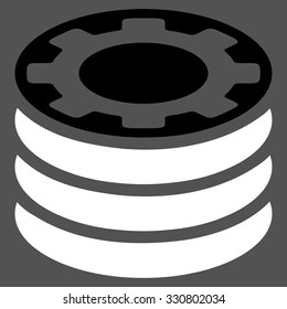 Casino Chips vector icon. Style is bicolor flat symbol, black and white colors, rounded angles, gray background.