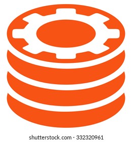 Casino Chips vector icon. Style is flat symbol, orange color, rounded angles, white background.