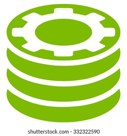 Casino Chips vector icon. Style is flat symbol, eco green color, rounded angles, white background.