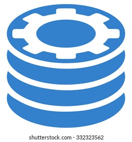 Casino Chips vector icon. Style is flat symbol, cobalt color, rounded angles, white background.