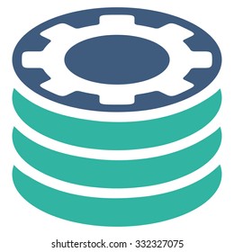 Casino Chips vector icon. Style is bicolor flat symbol, cobalt and cyan colors, rounded angles, white background.