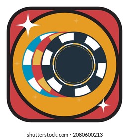 casino. casino chips. vector image with black, red and white lines design with yellow, red and white background.
