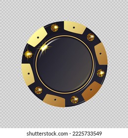 Casino chips vector isolated on transparent. 3D gambling tokens for slots, poker, roulette casino games view from abov. Vector chip icon design for card, casino, game design, banner, web, advertising