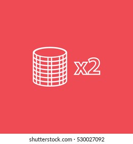 Casino Chips x2 Line Icon On Red Background
