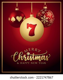 Casino Christmas Balls - Greeting Card - Merry Christmas and Happy New Year - Poker Slot Gambling