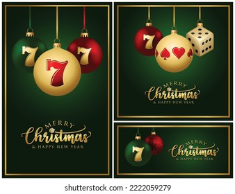 Casino Christmas balls - Greeting Cards - Merry Christmas Happy New Year - Poker Slot Gambling