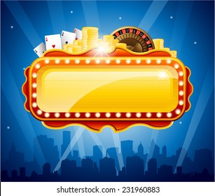 Casino City Background Vector Illustration