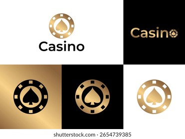 Vetor de logotipo de moeda de casino com ás