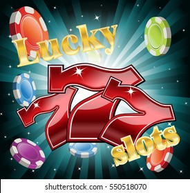 casino coins, and lucky seven font logo