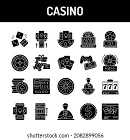 Casino color line icons set. Signs for web page, mobile app, button, logo. Editable stroke.