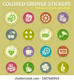 casino colored grunge icons with sweats glue for design web and mobile applications