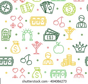 Casino Colorful Background Pattern on White. Vector illustration