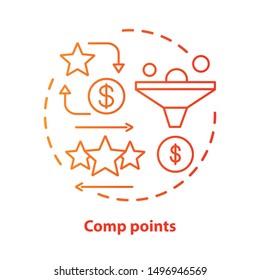 Casino comp points concept icon. Redeem points and bonuses idea thin line illustration. Cashback and reward offer. Loyalty reward program. Vector isolated outline drawing