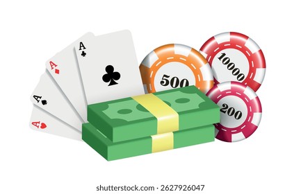 Casino composition. Vector icons isolated on white background.