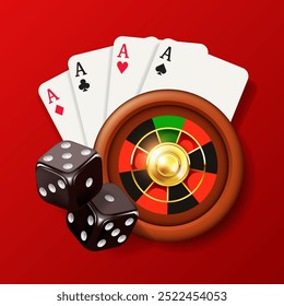 Composição do cassino. Banner do Casino na web. Ilustração vetorial.