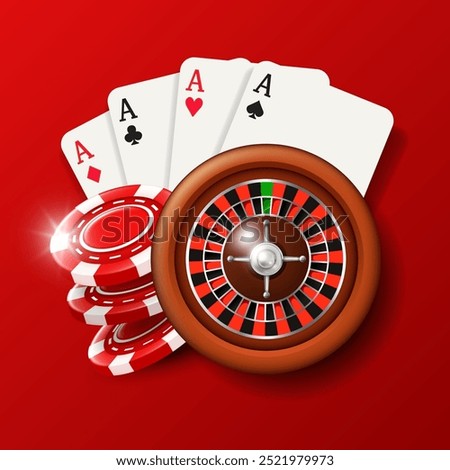 Casino composition. Casino web banner. Vector illustration.