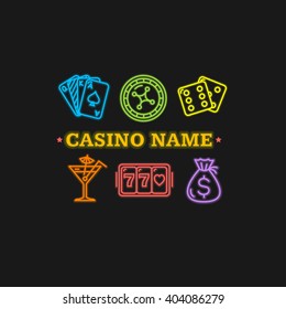 Casino Concept Neon. Place For Name. Vector illustration