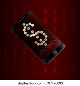 Casino concept on red background. Vector illustration.