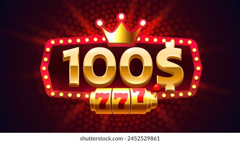 Casino coupon special voucher 100 dollar, Check banner special offer. Vector illustration