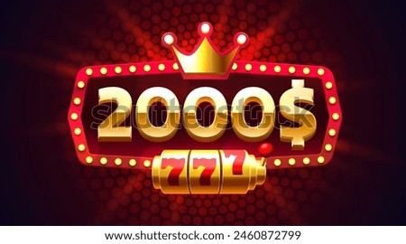 Casino coupon special voucher 2000 dollar, Check banner special offer. Vector illustration