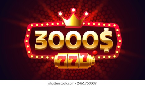 Casino coupon special voucher 3000 dollar, Check banner special offer. Vector illustration