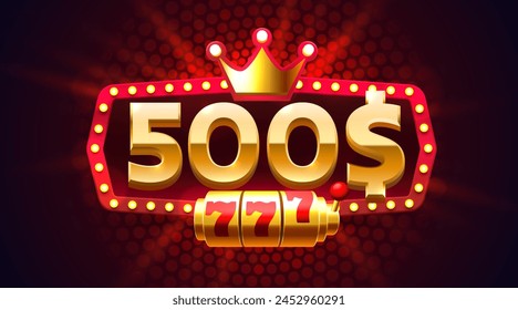 Casino coupon special voucher 500 dollar, Check banner special offer. Vector illustration