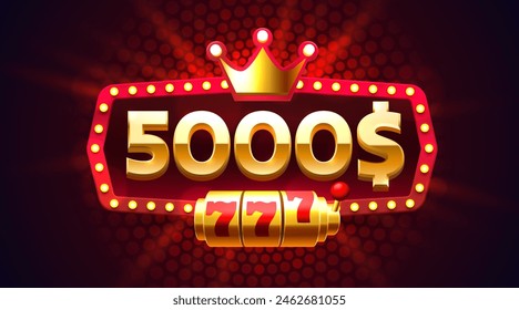 Casino coupon special voucher 5000 dollar, Check banner special offer. Vector illustration