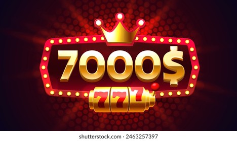 Casino coupon special voucher 7000 dollar, Check banner special offer. Vector illustration