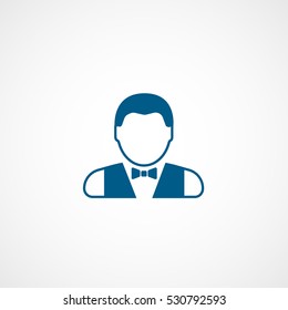 Casino Dealer Croupier Blue Flat Icon On White Background