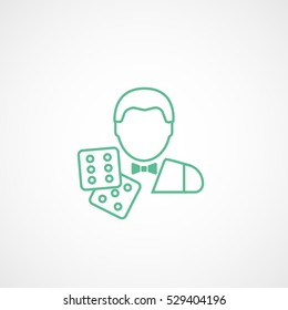 Casino Dealer Croupier Green Line Icon On White Background