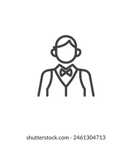 Casino Dealer line icon. linear style sign for mobile concept and web design. Casino croupier outline vector icon. Symbol, logo illustration. Vector graphics