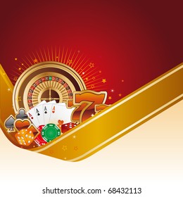 casino design element with gold ribbon