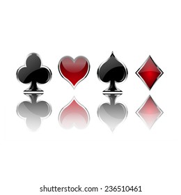 Casino design elements with reflection  on white background.