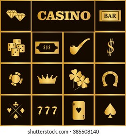 Casino  design elements vector icons. Casino games.