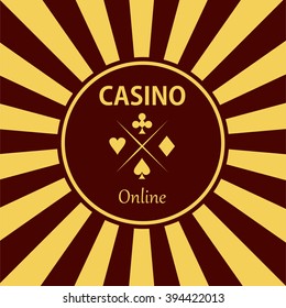 Casino  design elements vector icons. Casino games.Ace playing cards with chips on green background.Set of gambling chip