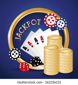 Casino design over blue background, vector illustration.