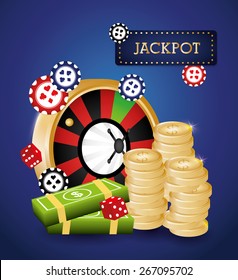 Casino design over blue background, vector illustration.