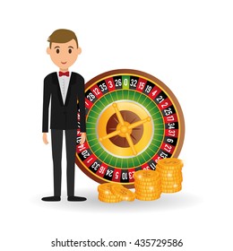 Casino design. Person and Game icon. Isolated illustration
