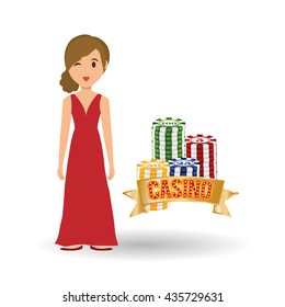 Casino design. Person and Game icon. Isolated illustration