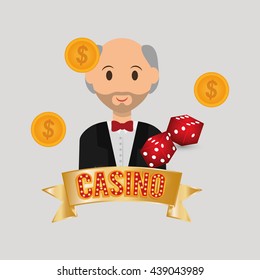 Casino design. Person and Game icon. Isolated illustration