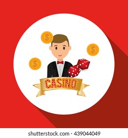 Casino design. Person and Game icon. Isolated illustration