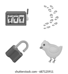casino, detective and other monochrome icon in cartoon style. bird, security icons in set collection.
