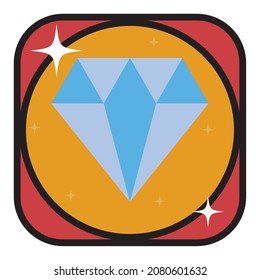 Casino. Diamant. Vektorbild mit schwarz, rot-weißem Liniendesign auf gelbem, rotem und weißem Hintergrund.